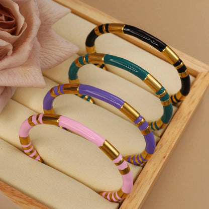 Waterproof High-end Enamel Open Retro Fashion Delicate Bangle Bracelet