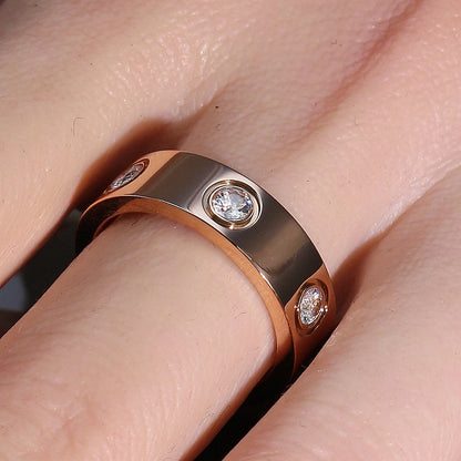 2-in-1 Women 18K Gold-Plated Stainless Steel Bracelet Ring Jewelry Set.