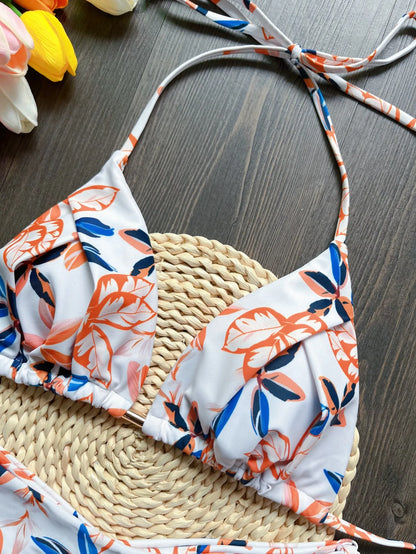 Sexy Print Bandage Women's Swimsuit Two-piece Triangle Swimwear Bathing Brazilian Bikini Set