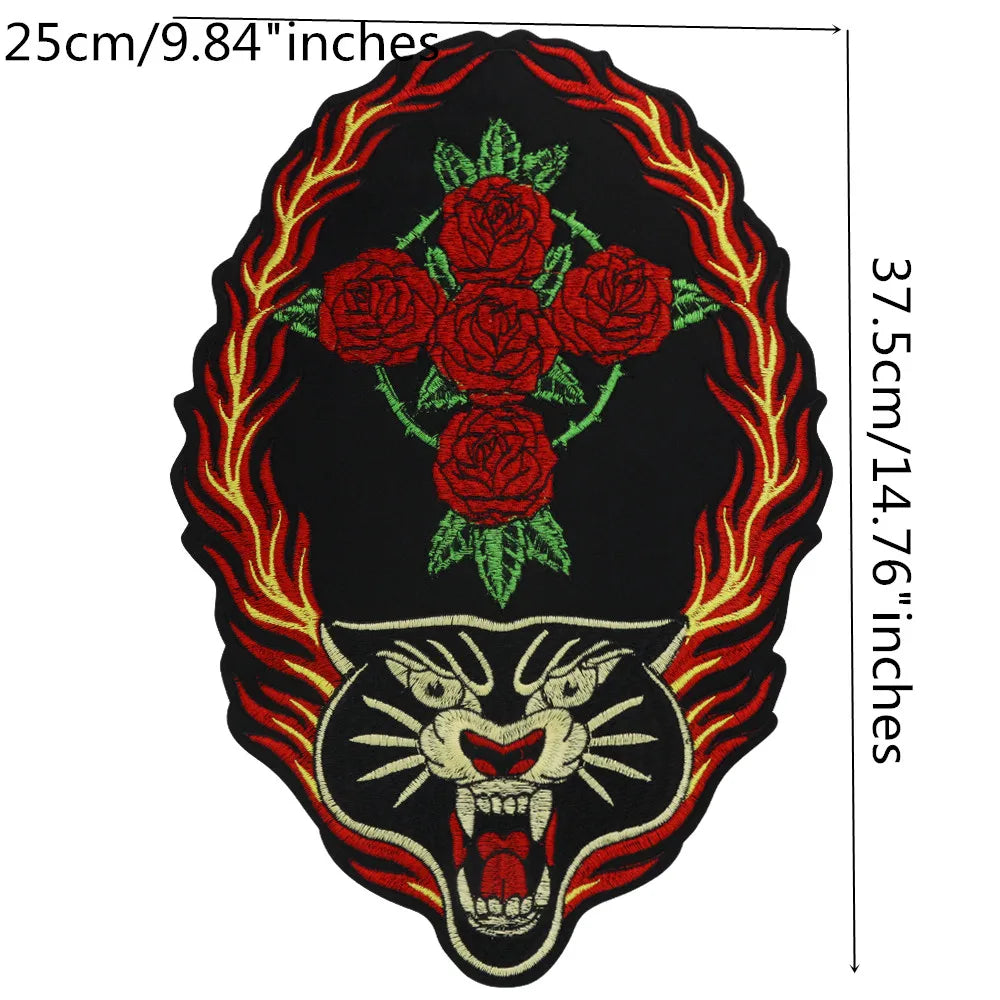 Golden Torch Leopard Embroidery Patch Appliques Iron on Patches Badge Clothes Sewing