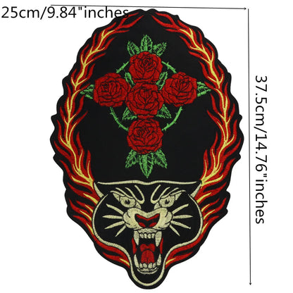 Golden Torch Leopard Embroidery Patch Appliques Iron on Patches Badge Clothes Sewing