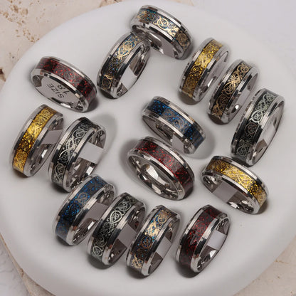 24Pcs/Lot Retro Dragon Waterproof Stainless Steel Rings