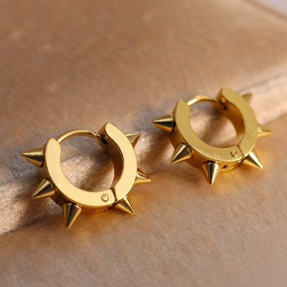 1Pair Women Men Punk Stainless Steel Spiky Thorn Gothic Stud Earrings
