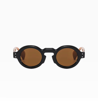 Women Men Punk Double Color Shades Rivets Clear Lens Frame UV400 Round Sunglasses