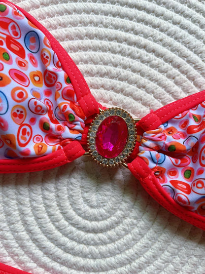 2pcs Diamond Rhinestone Print Bikini Swimsuit Swimwear Bikini Bathing Suit