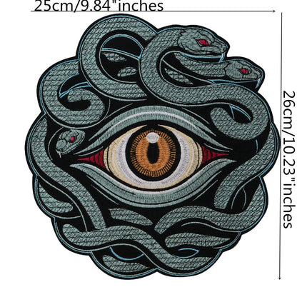 Large Embroidered Animal Multi Headed Snake Eyes Patch Iron on Clothes Patches DIY Biker Badge