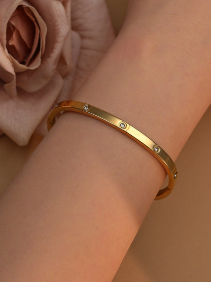 18K Plated Stainless Steel Zircon Fashion Women's Bracelet Bangles Gifts