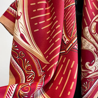 Women Design Print Twill Square Silk Scarf Wraps Bandana Scarves