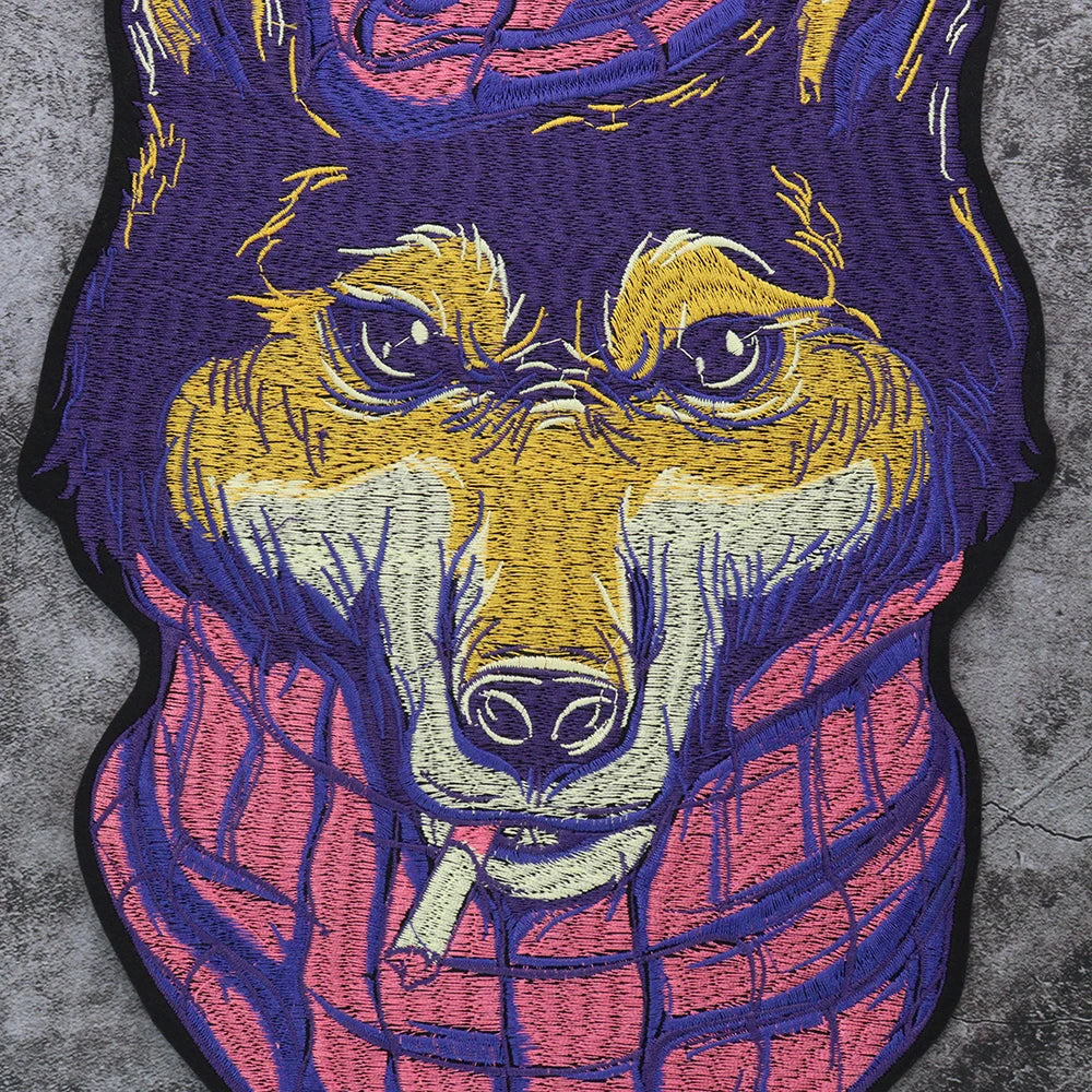 Big Fashion Dog Embroidered Patch Appliques Iron on Patches Badge Clothes Sewing