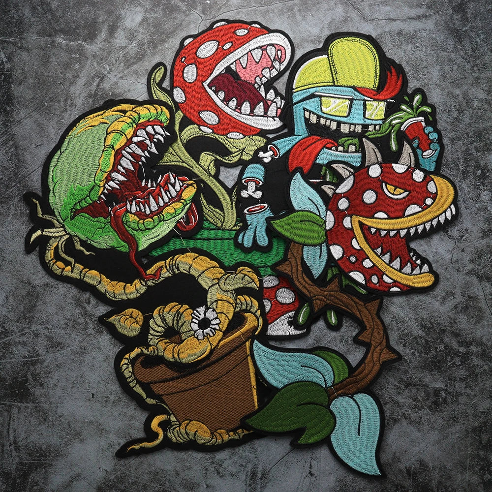 plant Cannibal flower Badges DIY Patc Iron on Embroidered  Applique Backpack Clothing