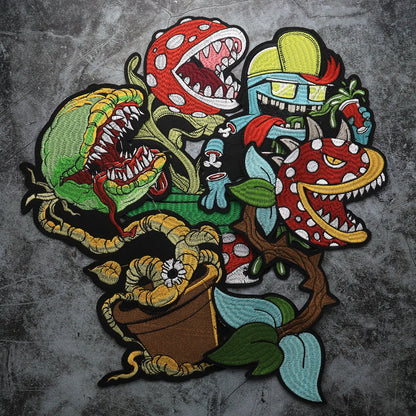 plant Cannibal flower Badges DIY Patc Iron on Embroidered  Applique Backpack Clothing