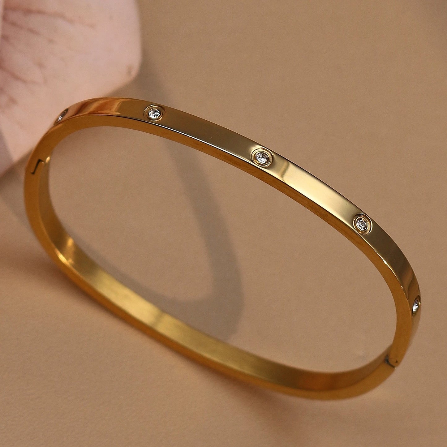 18K Plated Stainless Steel Zircon Fashion Women's Bracelet Bangles Gifts