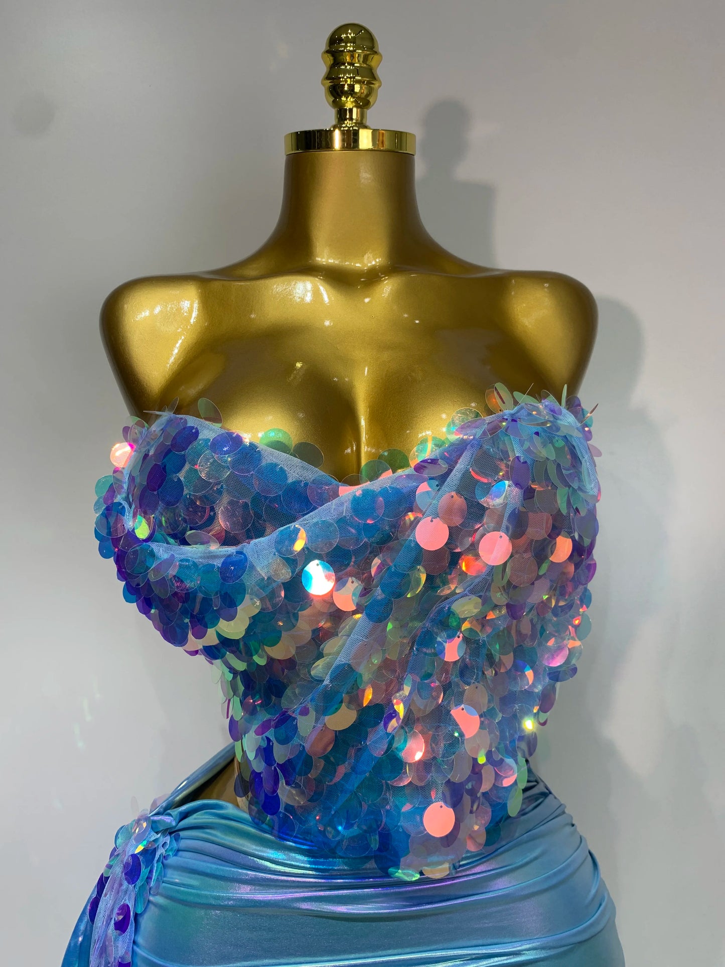 Sparkly Sequin Two Piece Sexy Strapless Backless Women's Evening Nightwear Dress