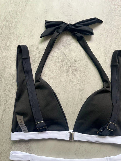 High Leg Cut Padded Splicing Halter Bikini Women Swimwear Swimsuit Two-pieces Bikini Suit