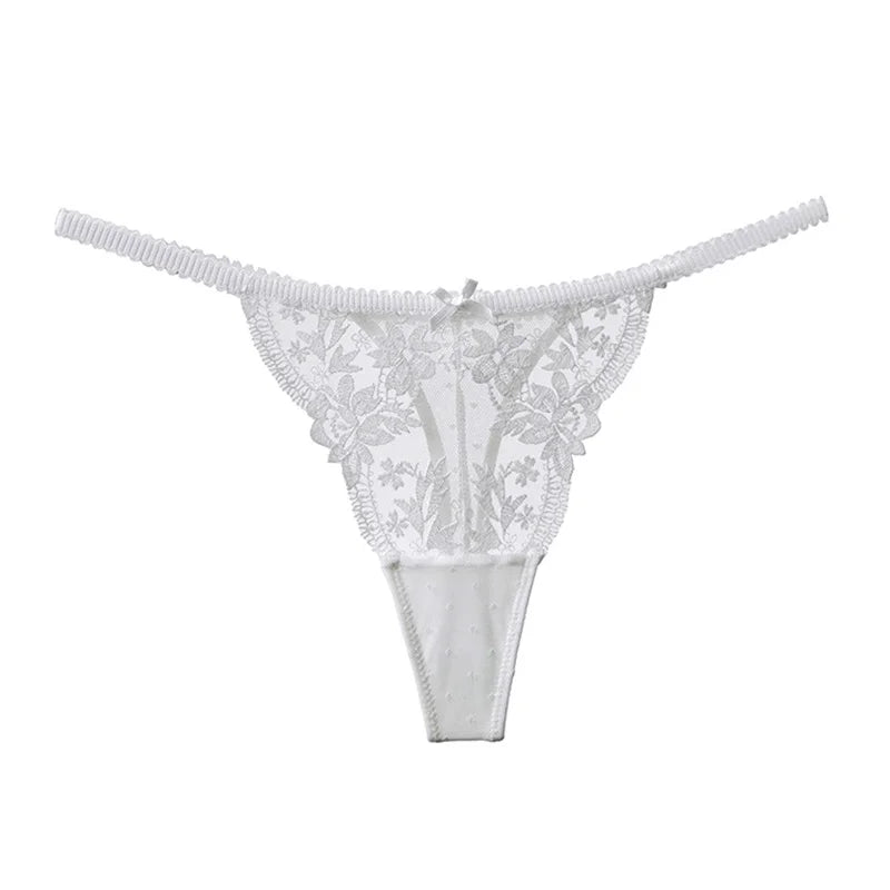 Women Lace Underwear Briefs Breathable G--String Seamless Low Waist Hollow Out Thong Panties