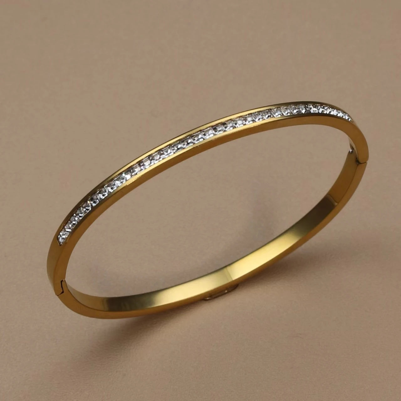 Fashion Stainless Steel Crystal Gold Color Women Bracelet Bangle Party Gift