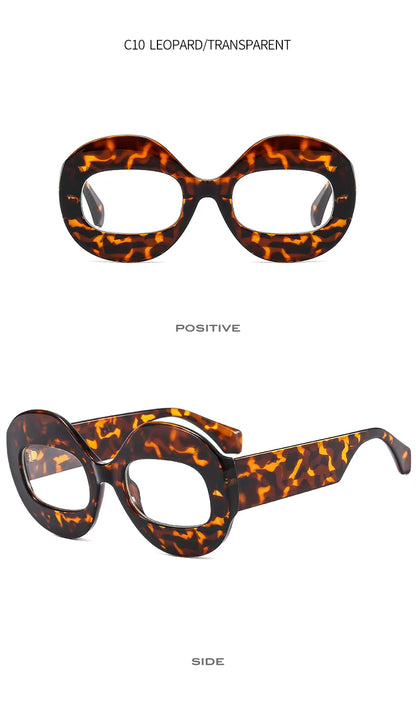 Men Women Retro Oval Clear Gradient Lens Shades UV400 Fashion Round Glasses Sunglasses