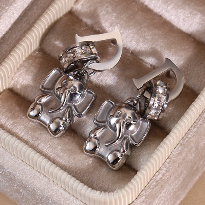 Crystal Stainless Steel 18k Gold-Plated Women's Elephant Eternal Earrings Gift