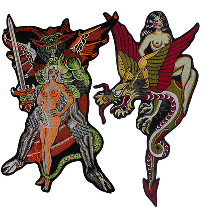 SEXY Women Dragons Patch Appliques Iron on Patches Badge Clothes Sewing