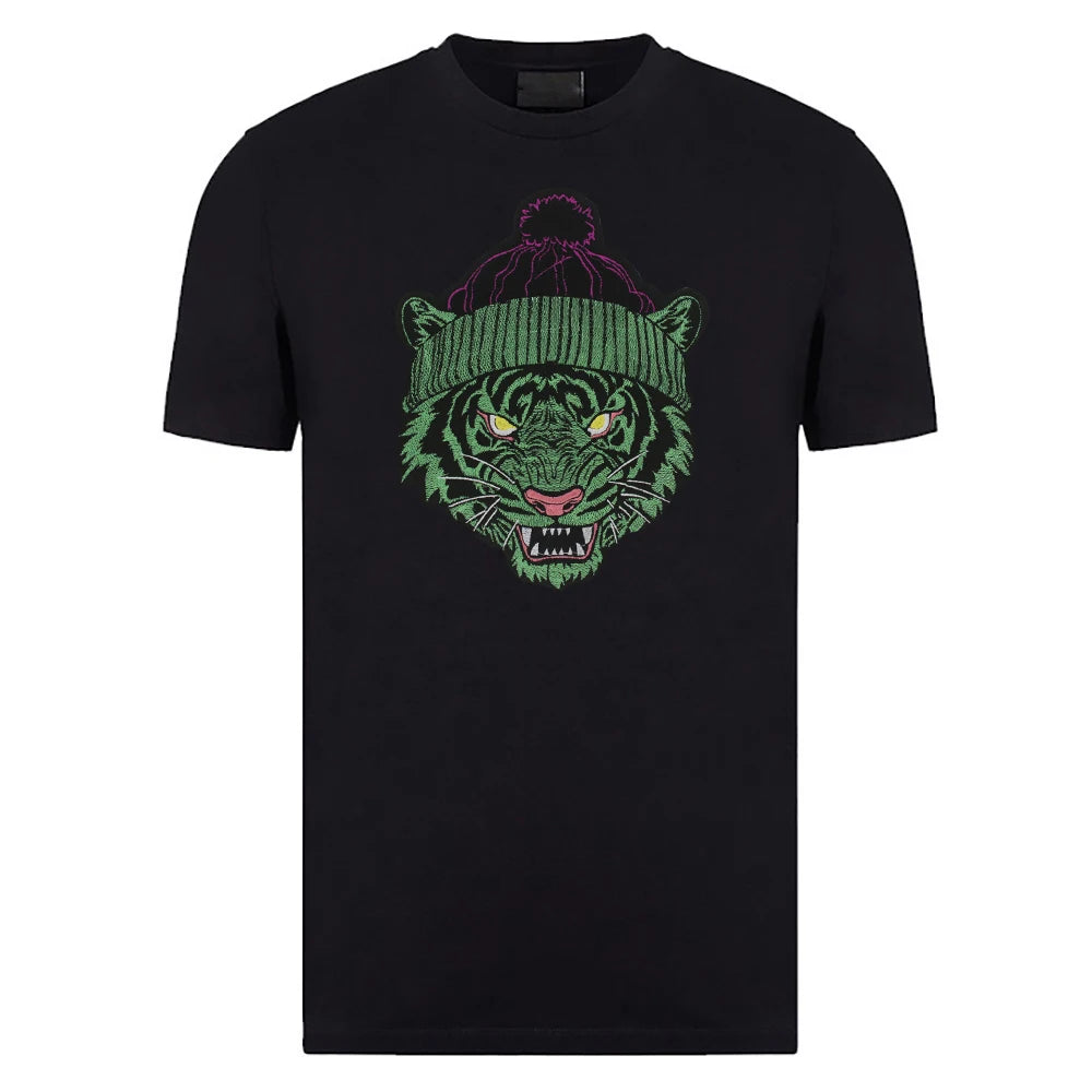 Green Dark Tiger Head Iron on Embroidery Patches for Clothes Applique Cool Badge DIY Craft