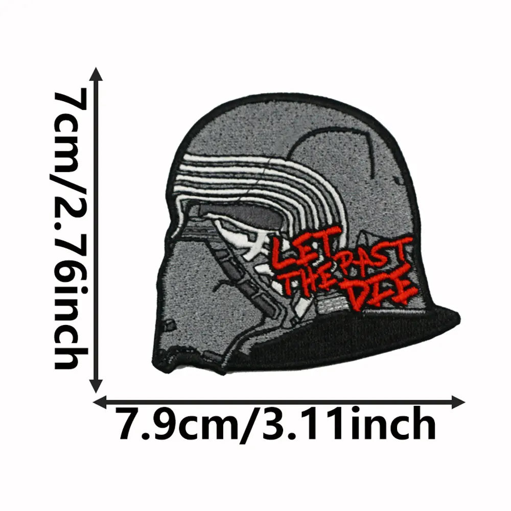 helmet"let the past die" Embroidered Patch Iron-On Sewing Clothes Patches Applique