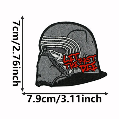 helmet"let the past die" Embroidered Patch Iron-On Sewing Clothes Patches Applique