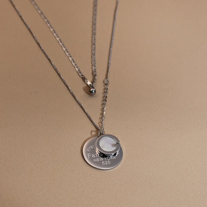 Women Mother-Of-Pearl Pendant G Letter Titanium Steel Necklace Gifts