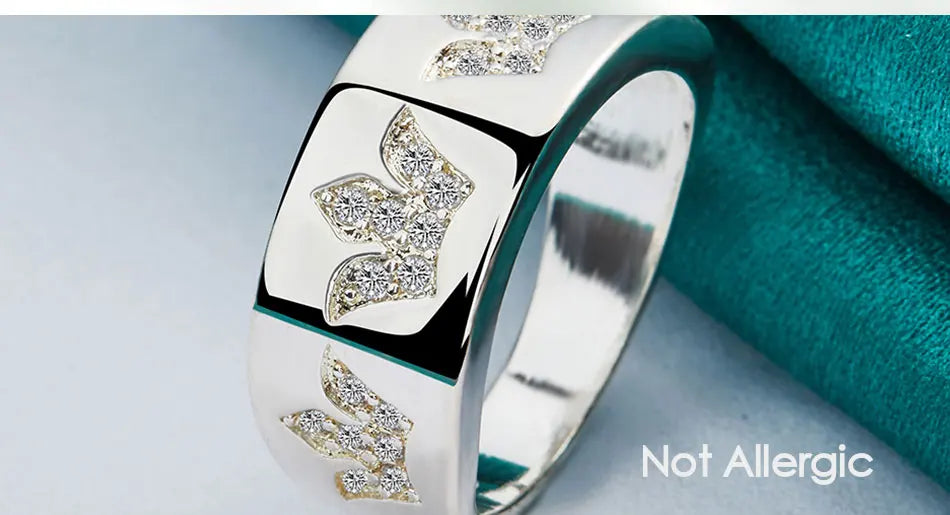 925 Sterling Silver Crown Zircon Women Man Wedding Engagement Party Fashion Charm Ring