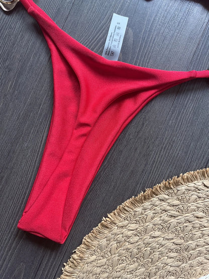 Women Bikini Solid Color Lace-up Split Two-piece Swimsuit Swimwear Suit