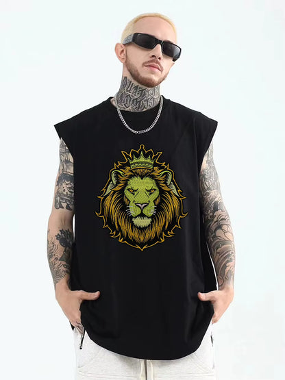 Embroidery Crown yellow Lion Biker Rock Patch Appliques Iron on Patches Badge Clothes Sewing