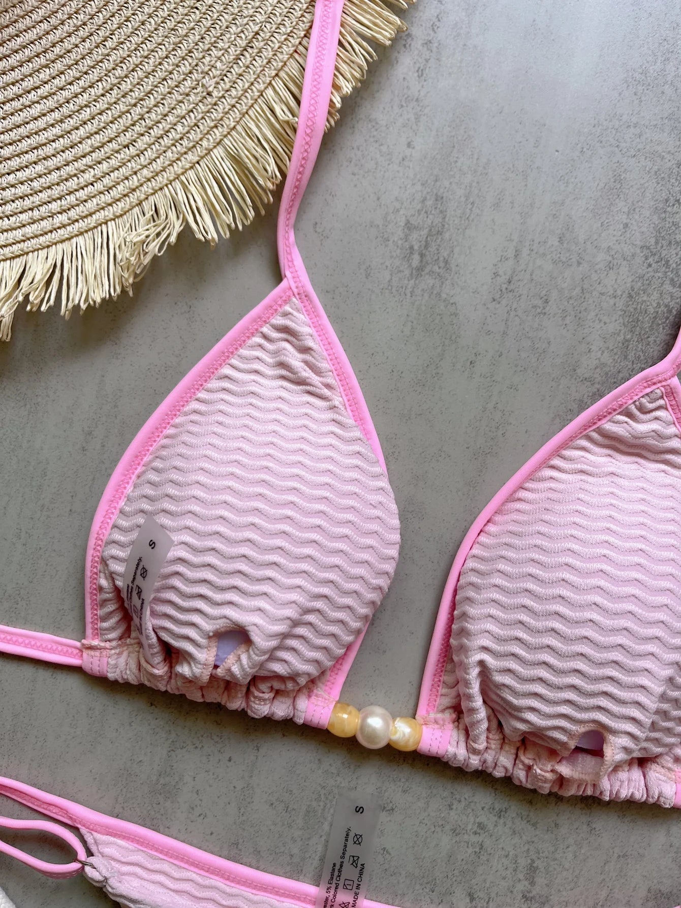 Women Sexy Triangle Swimsuit Solid Swimwear Padded Bathers Bathing Swimming String Bikini Suit