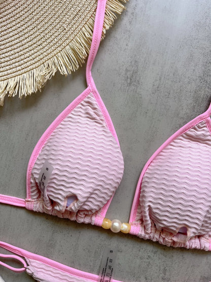 Women Sexy Triangle Swimsuit Solid Swimwear Padded Bathers Bathing Swimming String Bikini Suit