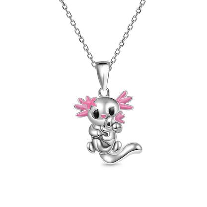 Women Cartoon Animal Parent-child Axolotl Pendant Necklace