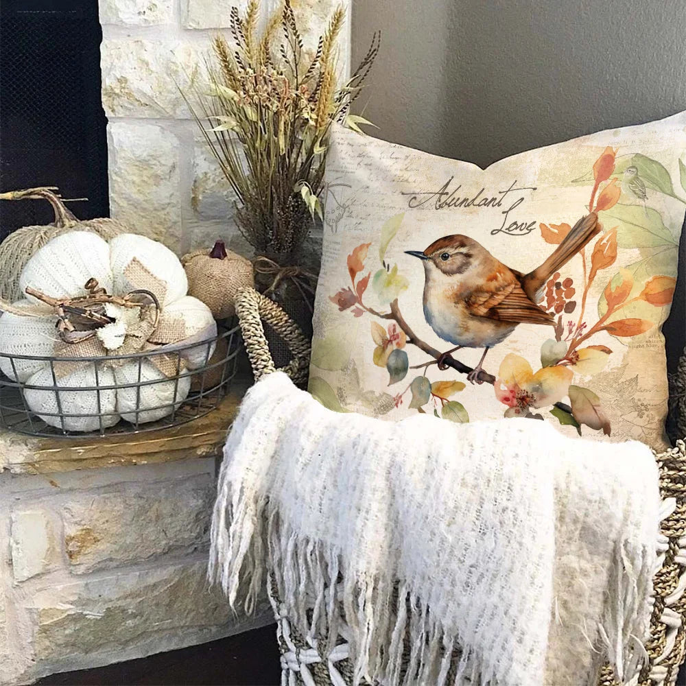 Home Decor Maple Squirrel Bird Design Thanksgiving Cushion Pillowcase Covers