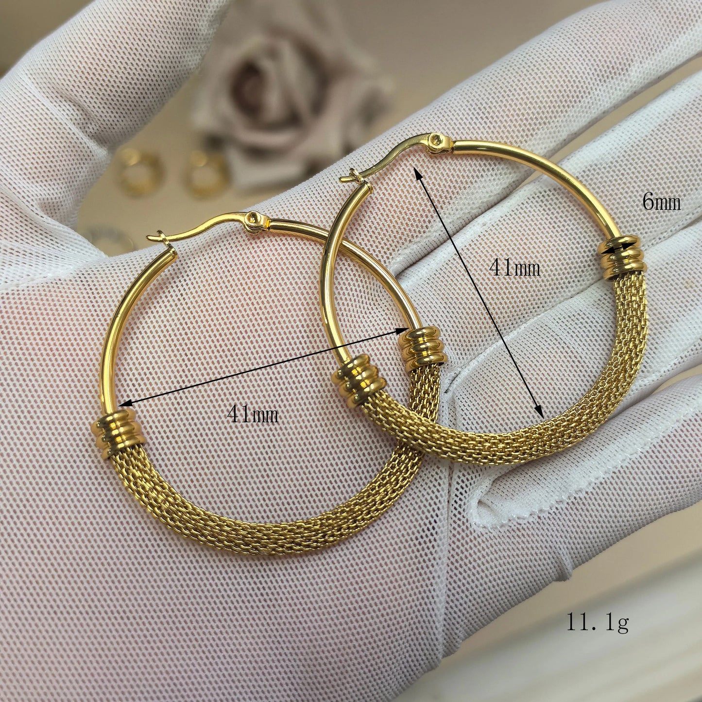 Exaggerated 18K Gold Plated Stainless Steel Women's Earrings Jewelry Gifts