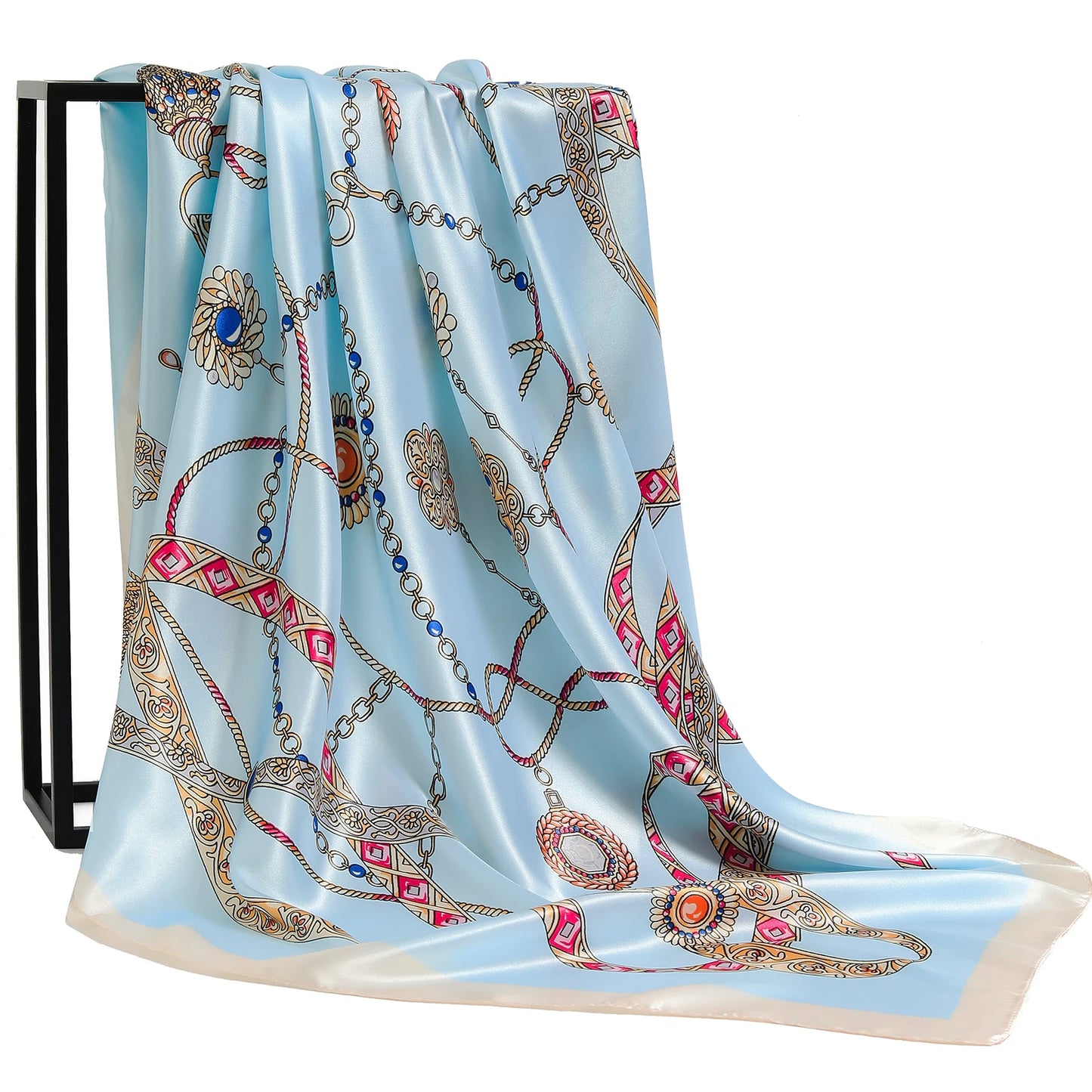 90cm Women Four Seasons Square Silk Satin Bandana Wrap Shawl Scarves Scarfs Sqk7