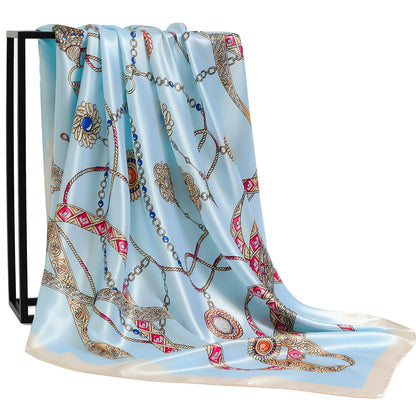 90cm Women Four Seasons Square Silk Satin Bandana Wrap Shawl Scarves Scarfs Sqk7