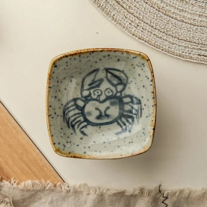 Vintage Ceramic Small Japanese Cartoon Sauce Dish Plate Tableware