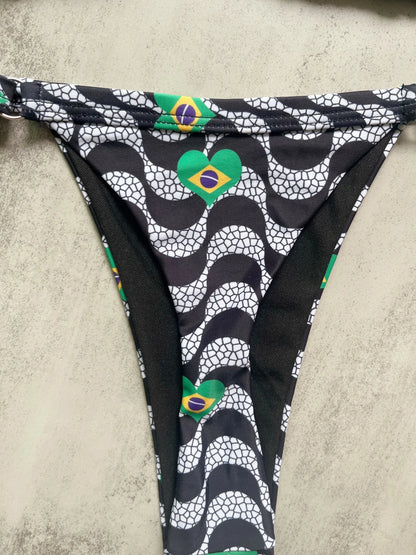 Sexy Women High Cut Wave Printed Halter Bikini Swimsuit Swimwear Two-pieces Bikini Set