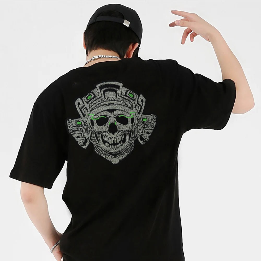 The scarf of the national flag Wearing Hat w/ Pentagram skull Embroidered Patch Appliques Iron on Patches Badge Clothes Sewing