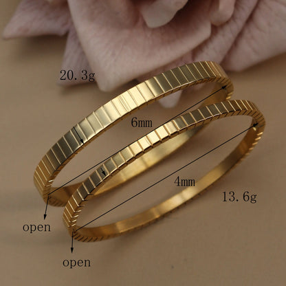 Vintage 18K Plated Stainless Steel Crystal Women's Fashion Bangles Bracelet