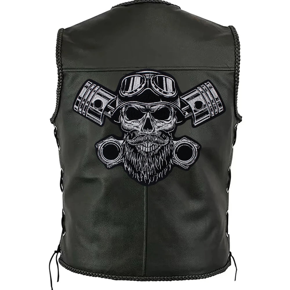 Letter Punk Skull Patch Biker Rock Large Embroidered Patch Appliques Iron on Patches Badge Clothes Sewing