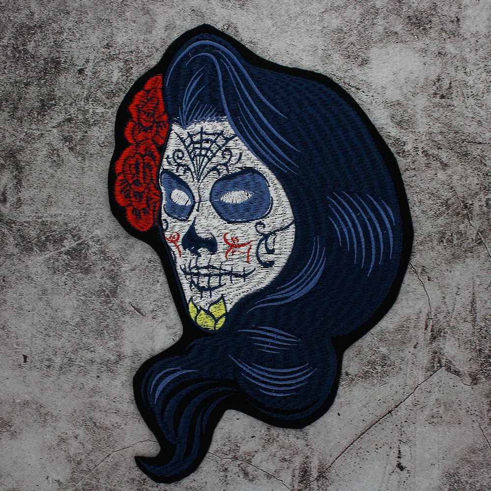 Punk Skull Embroidery Ghost Bride Stripe Badge Patch Iron on Patches Clothes DIY