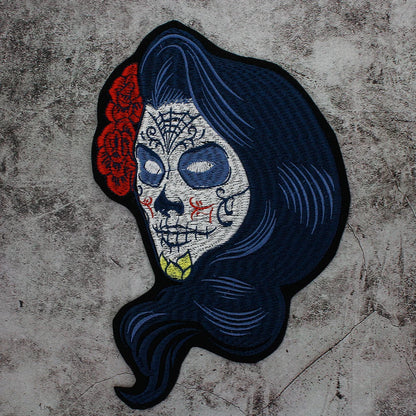 Punk Skull Embroidery Ghost Bride Stripe Badge Patch Iron on Patches Clothes DIY
