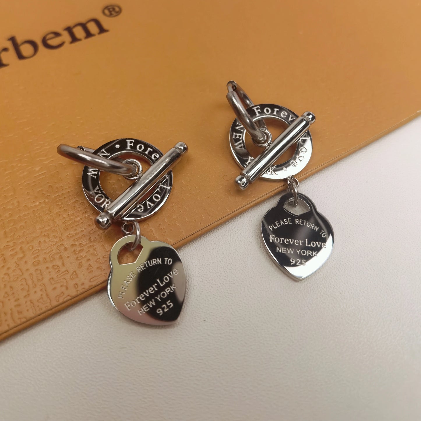 Women Fashion Stainless Steel Heart-Shaped Pendant Love Earrings