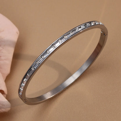 Fashion Plated 18k Zircon Stainless Steel Women's Bracelet Bangles