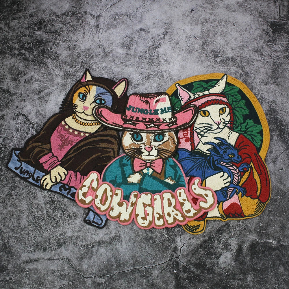 Embroidery Animal Hat Cat Sticker Patch Appliques Iron on Patches Badge Clothes Sewing