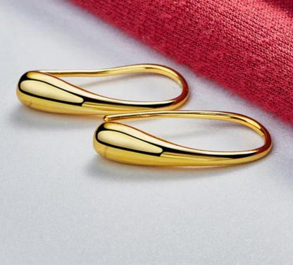 18K Gold Water Droplets/Raindrops Woman Wedding Engagement Charm Stud Earrings
