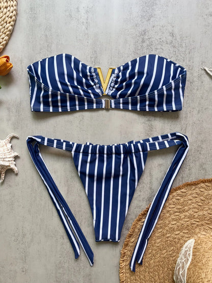 strapless bikini sexy women 2-piece triangular bikini beach swimsuit suit