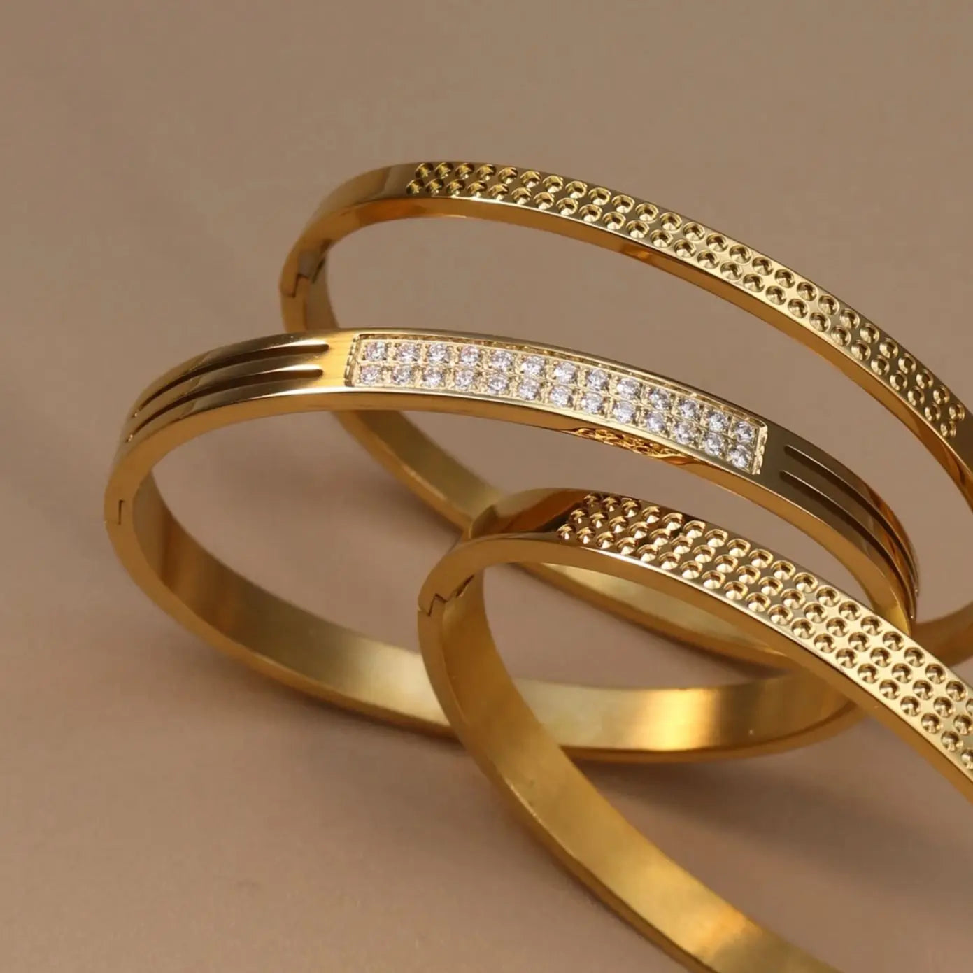 Stainless Steel 18K Gold Plated Zircon Women's Bracelet Bangles Gifts